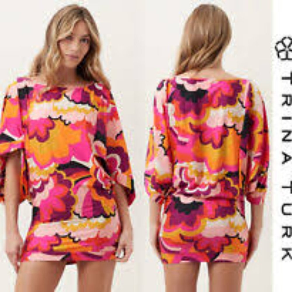 NEW Trina Turk Fan Faire Swim Tunic Dress Sz L/XL